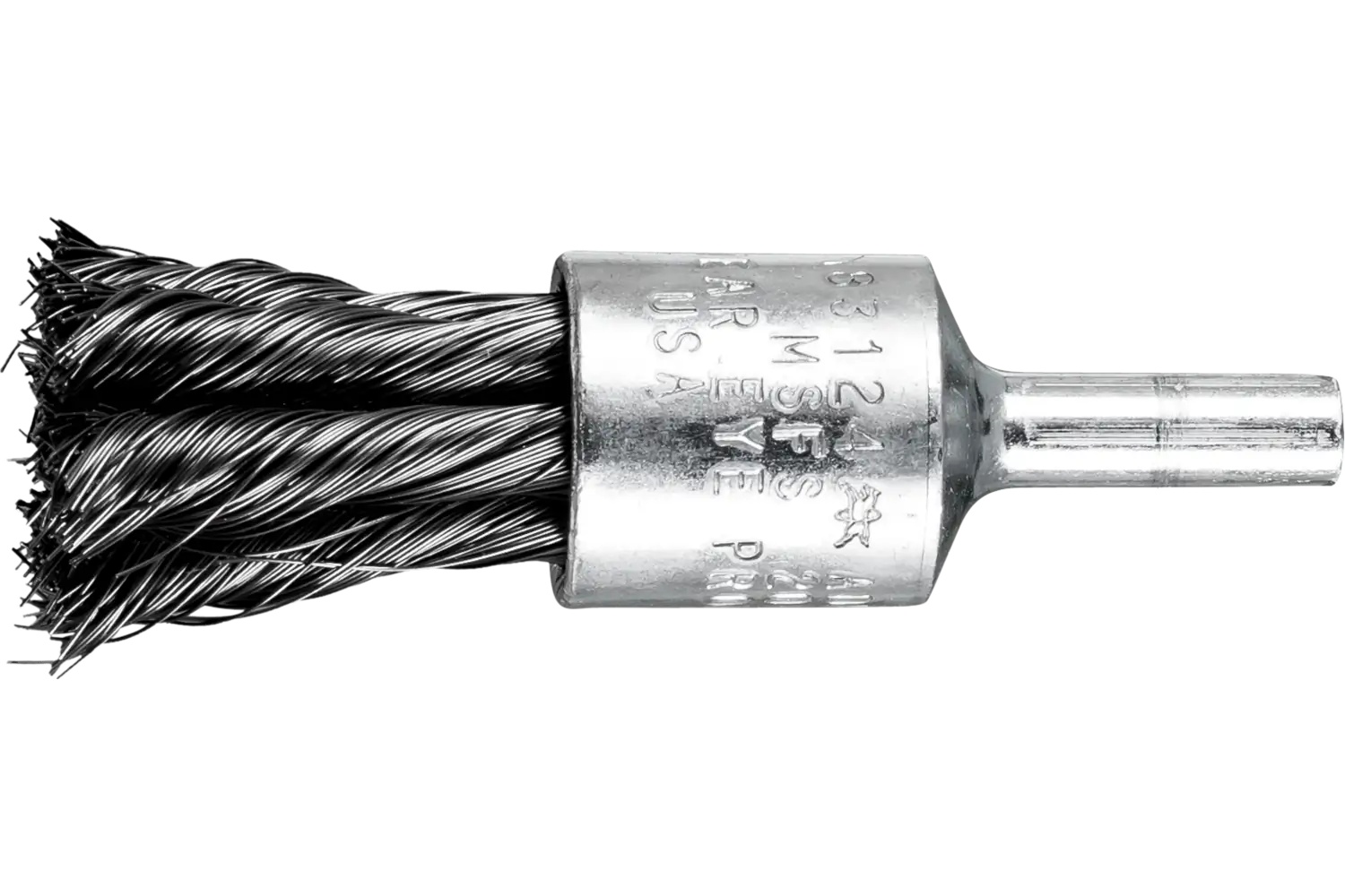 Picture of Pferd Knot Wire End Brush 1/2" Dia. Straight Cup .010 Carbon Steel 1/4" Shank